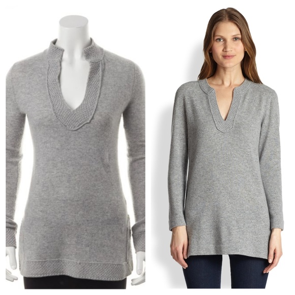 gray tunic sweater
